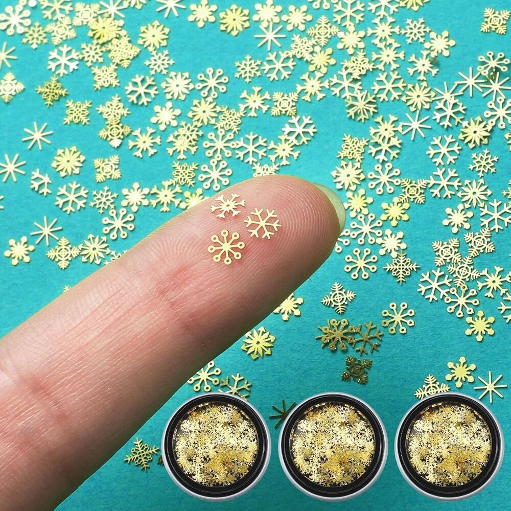 300 Pcs Mini Metal Snowflake for Craft 0.2 Inch Small Christmas Embellishment Ti